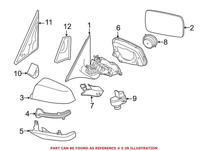 BMW Door Mirror Cover = Front Driver Side Lower 51167308653